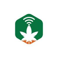 Cannabis wifi vector logo design. Hemp and signal symbol or icon.