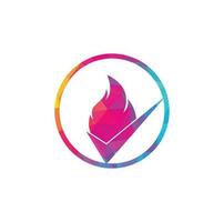Fire check vector logo design template. Fire and checkmark icon design.
