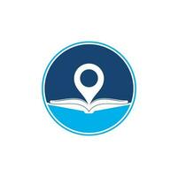 Book point logo design template. Education icon with pin combination. Concept of bookstore pointer symbol. vector