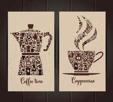 Coffee cup and pot icon set of small icons. Banners layout. vector