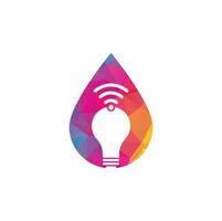 Wifi bulb bulb shape logo vector design illustration. Lightbulb logo design combined with wifi symbol vector