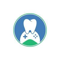 diseño del icono del logotipo del juego dental. diseño de logotipo vectorial de diente y consola. vector