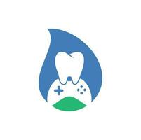 Dental Game drop shape concept Logo Icon Design. Tooth And Console vector logo design.