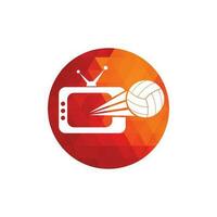 diseño de logo de voleibol y tv. ilustración de plantilla de diseño de logotipo de símbolo de voleibol tv. vector