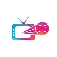 diseño de logo de tenis y tv. ilustración de plantilla de diseño de logotipo de símbolo de tv de tenis. vector