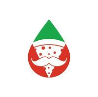 Pizza mustache drop shape concept logo design template. Mr Pizza logo design concept vector icon.