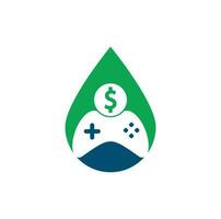 Money Game drop shape concept Logo. joystick money game online Creative logo design vector