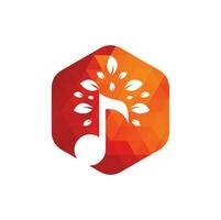 diseño del logo del árbol de la música. símbolo o icono de música y eco. icono de nota musical combinado con icono de forma de árbol vector