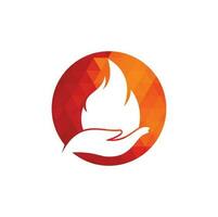 concepto de diseño de logotipo de vector de cuidado de incendios. diseño de logotipo de icono de mano y fuego.