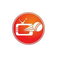 Cricket ball and tv logo design. Cricket tv symbol logo design template illustration. vector