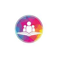 Book and people logo concept. Education logo, people and book icon. vector