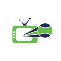 diseño de logo de tenis y tv. ilustración de plantilla de diseño de logotipo de símbolo de tv de tenis. vector