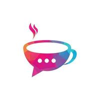 Coffee chat vector logo design. Coffee talk forum logo design template.