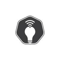 Wifi bulb logo vector design illustration. Lightbulb logo design combined with wifi symbol vector