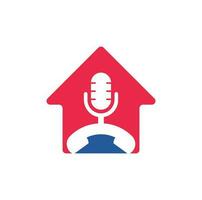 Call Podcast home shape concept Icon Logo Design Element. Phone podcast logo design vector