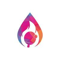 Fire ping pong drop shape logo icon design template. Table tennis, ping pong vector icon