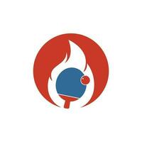 plantilla de diseño de icono de logotipo de fuego y ping pong. tenis de mesa, icono de vector de ping pong.