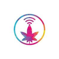 diseño del logotipo del vector wifi de cannabis. cáñamo y símbolo o icono de señal.