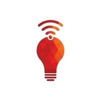 Wifi bulb logo vector design illustration. Lightbulb logo design combined with wifi symbol vector