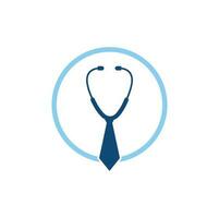 Medical job logo design template. Medical jobs logo inspiration with tie and stethoscope logo design. vector