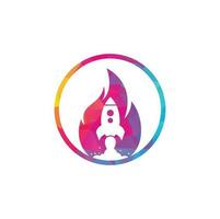 Rocket fire logo design. Fire and rocket logo combination. Flame and airplane symbol or icon. vector