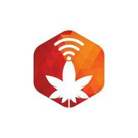 Cannabis wifi vector logo design. Hemp and signal symbol or icon.