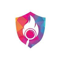 Fire Search Logo Template Design Vector. Find Fire logo design template. Fire and magnifying glass icon vector