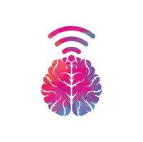 Brain and wifi logo design sign. Education, technology and business background. Wi-fi brain logo icon. vector