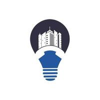 City Call bulb shape concept vector logo design template. Phone City logo designs concept.
