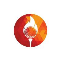 vector de diseño de plantilla de logotipo de fuego de golf. icono de diseño de logotipo de pelota de fuego y golf.