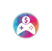 logotipo del juego de dinero. joystick juego de dinero en línea diseño de logotipo creativo vector