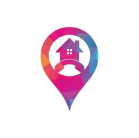 House Call map pin shape concept Logo Design template. Telephone house logo design Vector. vector