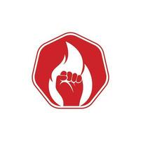 Fire Fist Logo Vector. Revolution Protest Flame Fist Symbol. Web Icon Logo Template Design Element. vector