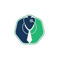 Medical job logo design template. Medical jobs logo inspiration with tie and stethoscope logo design. vector