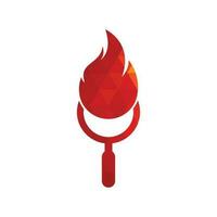 vector de diseño de plantilla de logotipo de búsqueda de incendios. encuentre la plantilla de diseño del logotipo de fuego. icono de fuego y lupa