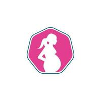 Pregnant woman logo. pregnant women vector icon template.