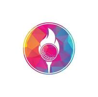 vector de diseño de plantilla de logotipo de fuego de golf. icono de diseño de logotipo de pelota de fuego y golf.