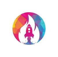 Rocket fire logo design. Fire and rocket logo combination. Flame and airplane symbol or icon. vector