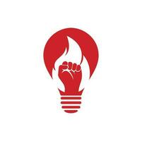 Fire Fist bulb shape concept Logo Vector. Revolution Protest Flame Fist Symbol. Web Icon Logo Template Design Element. vector