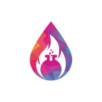 Fire Lab drop shape concept logo design template. Lab and fire logo combination. vector