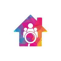 People finder house shape logo. Magnifying glass logo. loupe and people logo design icon vector