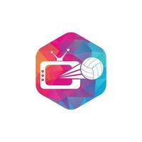 diseño de logo de voleibol y tv. ilustración de plantilla de diseño de logotipo de símbolo de voleibol tv. vector