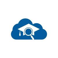 Student finder cloud shape concept vector logo template. Graduate Hat and Magnifying Glass logo design.