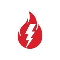 Fire Flame and Flash Lightning Thunder Bolt Logo Icon. vector