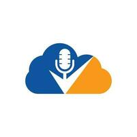 Check podcast cloud vector logo design template. Podcast Check Icon Logo Design Element