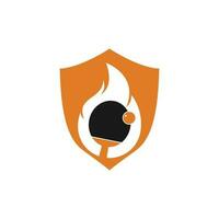 plantilla de diseño de icono de logotipo de fuego y ping pong. tenis de mesa, icono de vector de ping pong.