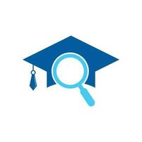 Graduate Hat and Magnifying Glass logo design. Student finder vector logo template.