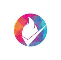 Fire check vector logo design template. Fire and checkmark icon design.