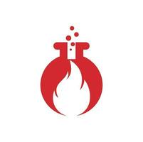 plantilla de diseño de logotipo de laboratorio de incendios. combinación de logo de laboratorio y fuego. vector