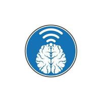 Brain and wifi logo design sign. Education, technology and business background. Wi-fi brain logo icon. vector